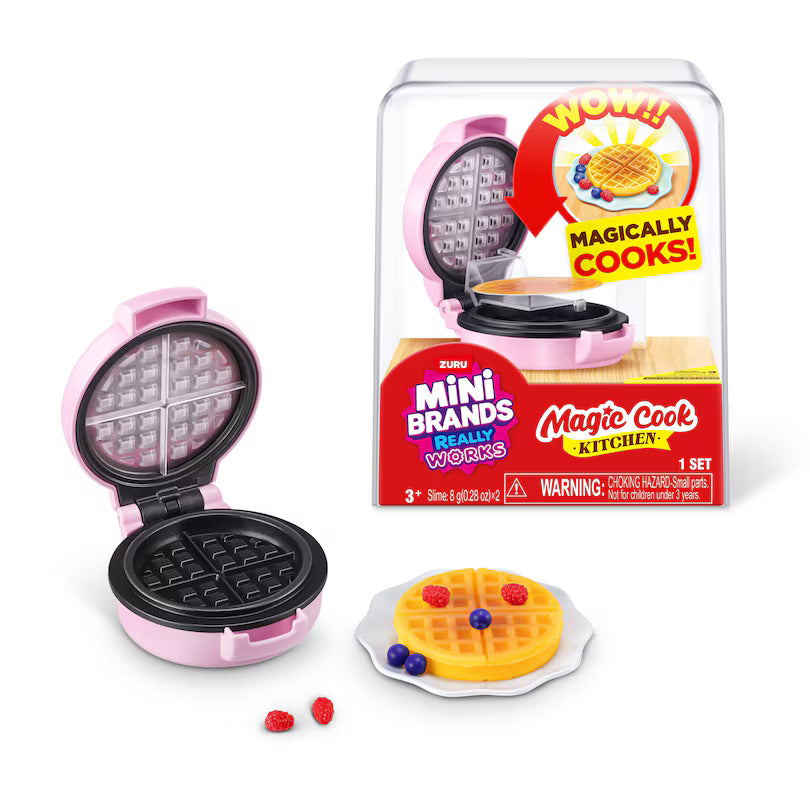 Mini Brands Magic Cook Kitchen Series 1 Waffle Maker by ZURU featuring miniature DIY breakfast ingredients.