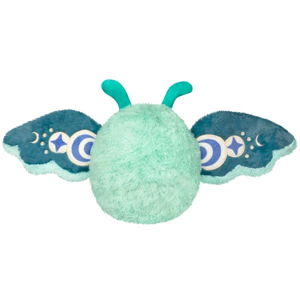 Mini Squishable Alien Mothman plush featuring mint green fur, three purple eyes, and patterned teal wings.