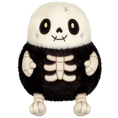 Mini Squishable Skeleton plush with stitched grin and embroidered bones