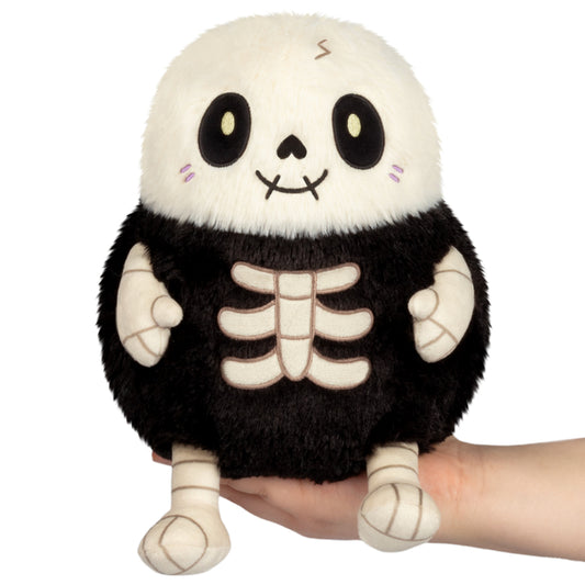 Mini Squishable Skeleton plush with stitched grin and embroidered bones