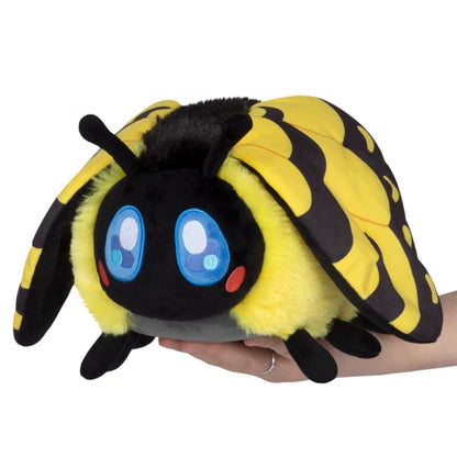 Mini Squishable Tiger Butterfly plush with yellow and black striped wings, big blue eyes, red cheeks, and little black antennae.