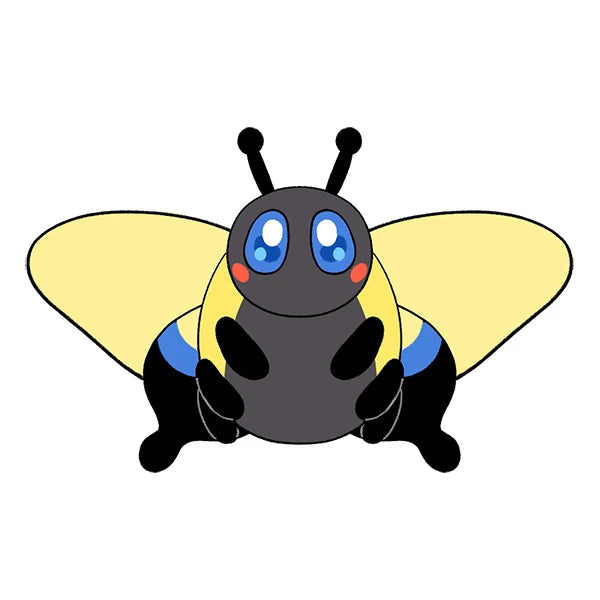 Mini Squishable Tiger Butterfly plush with yellow and black striped wings, big blue eyes, red cheeks, and little black antennae.