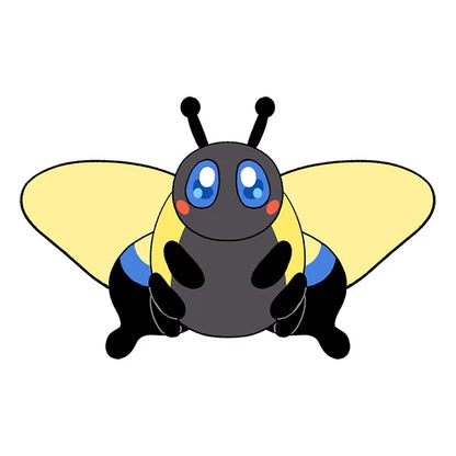 Mini Squishable Tiger Butterfly plush with yellow and black striped wings, big blue eyes, red cheeks, and little black antennae.