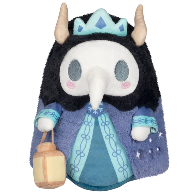 Mini Squishable Winter Solstice Plague Doctor plush in midnight blue robe with crown and lantern