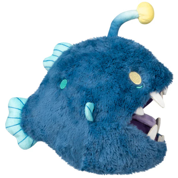 Squishable Mini Anglerfish 10-Inch Plush, a dark blue deep-sea anglerfish soft toy