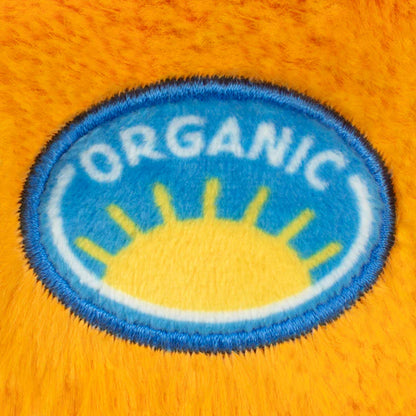 Patch with 'ORGANIC' text and sun design on an orange background