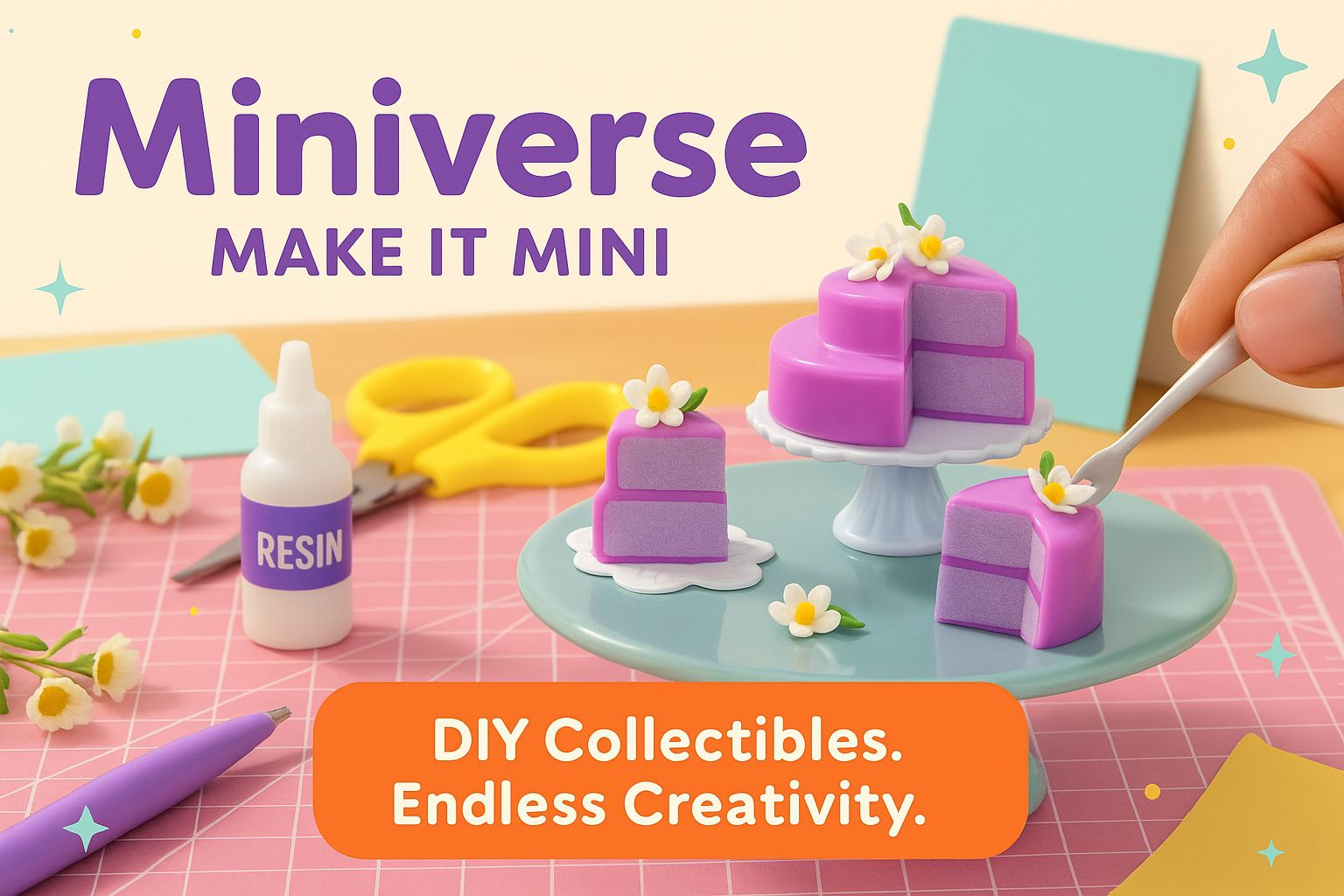 Banner image for the Miniverse Collection at ReChild, featuring mini collectible crafts displayed in a cozy arts-and-crafts setting with playful text overlay