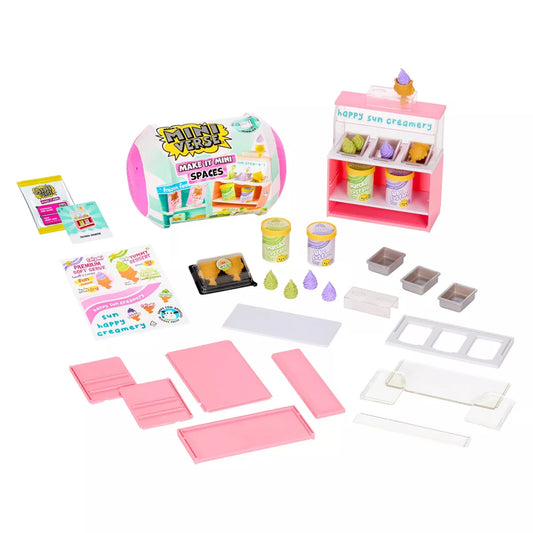 Miniverse Make It Mini Spaces Furniture Miniature ice cream shop set with various accessories on a white background
