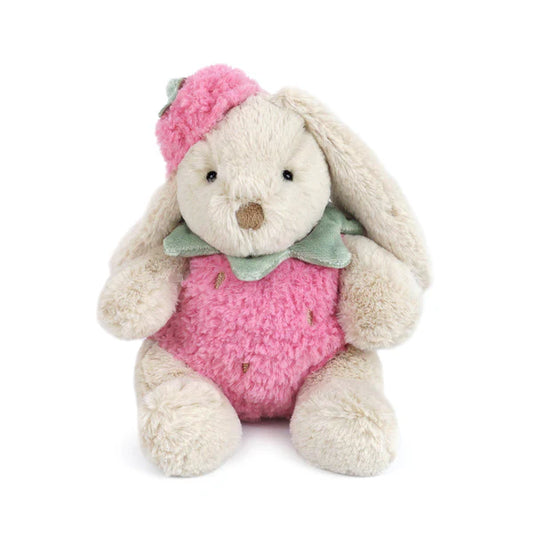 Mon Ami Berry Sweet Bunny plush in pink strawberry outfit