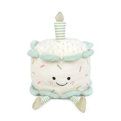 Mon Ami Birthday Cake plush with mint frosting and striped candle