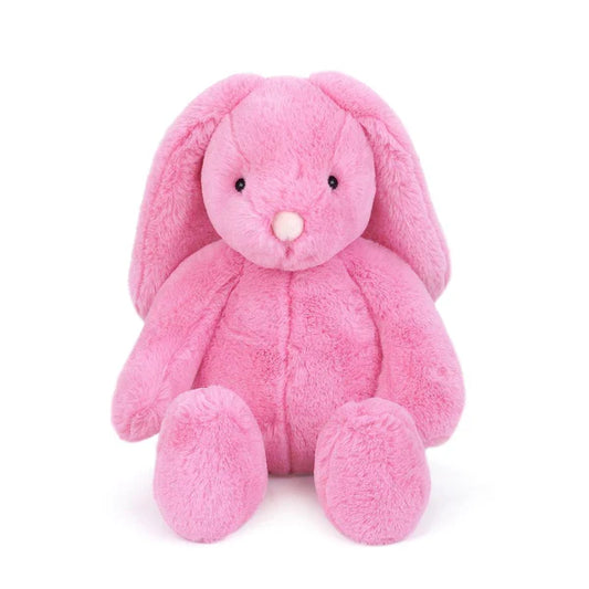 Mon Ami Blossom Bunny 13-inch plush featuring vibrant pink faux fur, long floppy ears, and a soft suede-like nose.