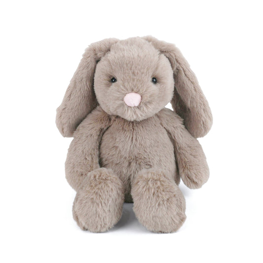 Mon Ami Coco Bunny 13-Inch Plush, a premium soft grey bunny with long floppy ears and a pink applique nose
