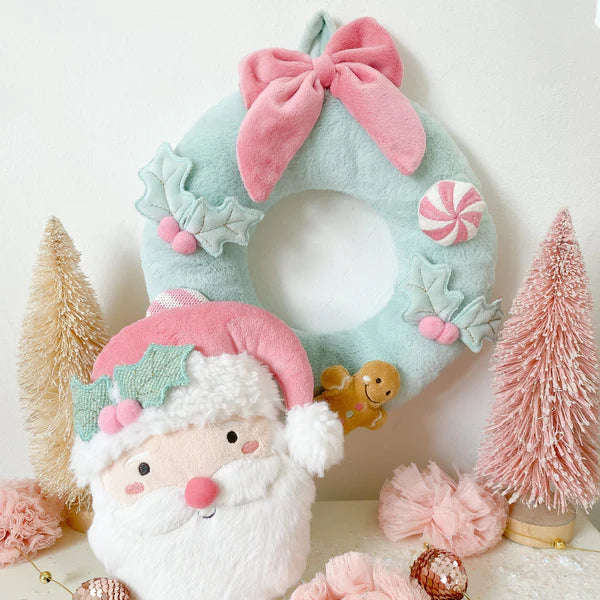 Mon Ami Festive Wreath Plush in mint with candy and gingerbread accents