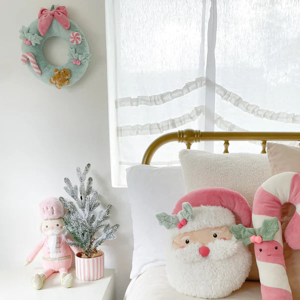 Mon Ami Festive Wreath Plush in mint with candy and gingerbread accents