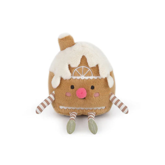 Mon Ami Ginger House Plush with faux fur frosting roof and striped arms
