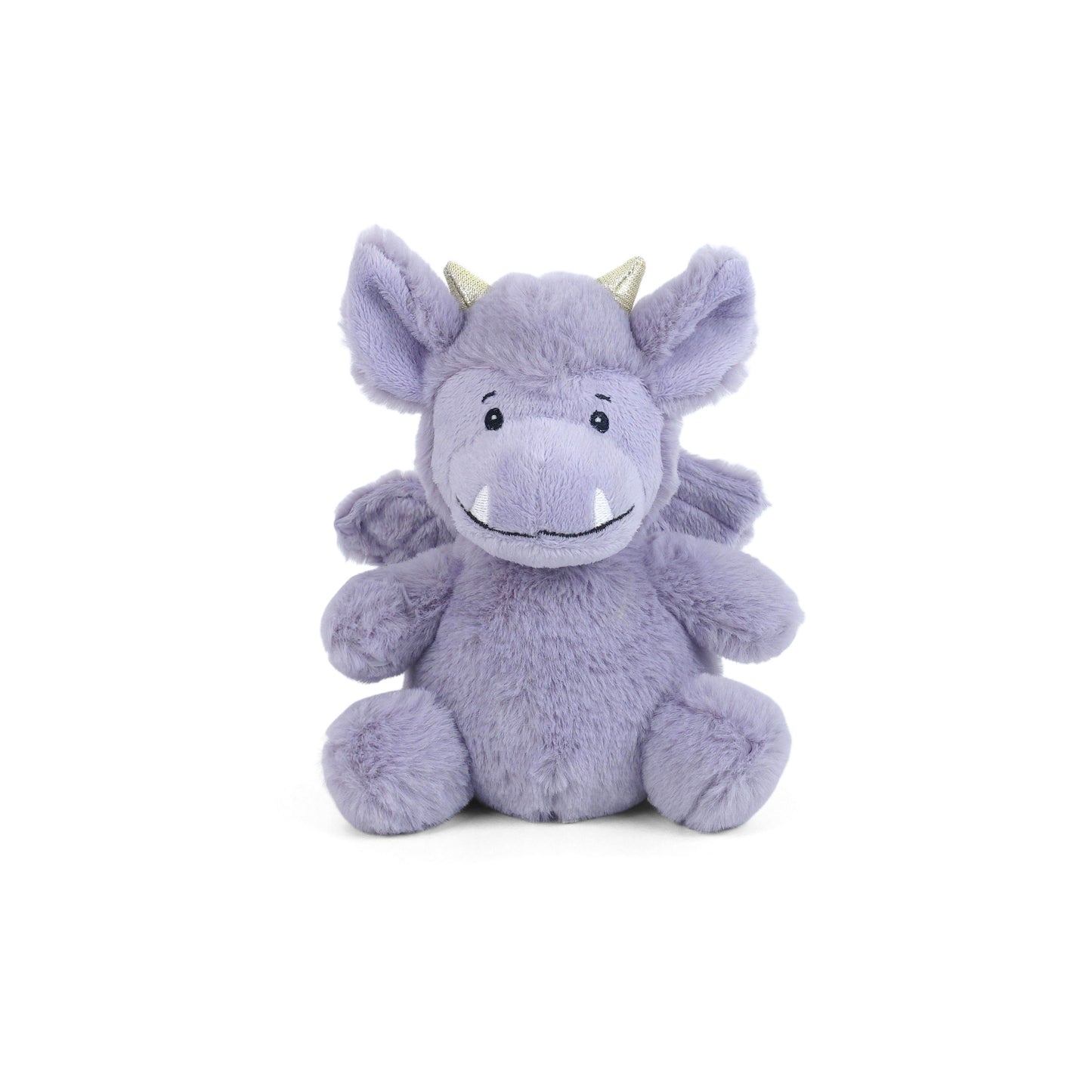 Mon Ami Iggy Petit Dragon plush in purple with soft fur, small wings, and horns sitting upright.