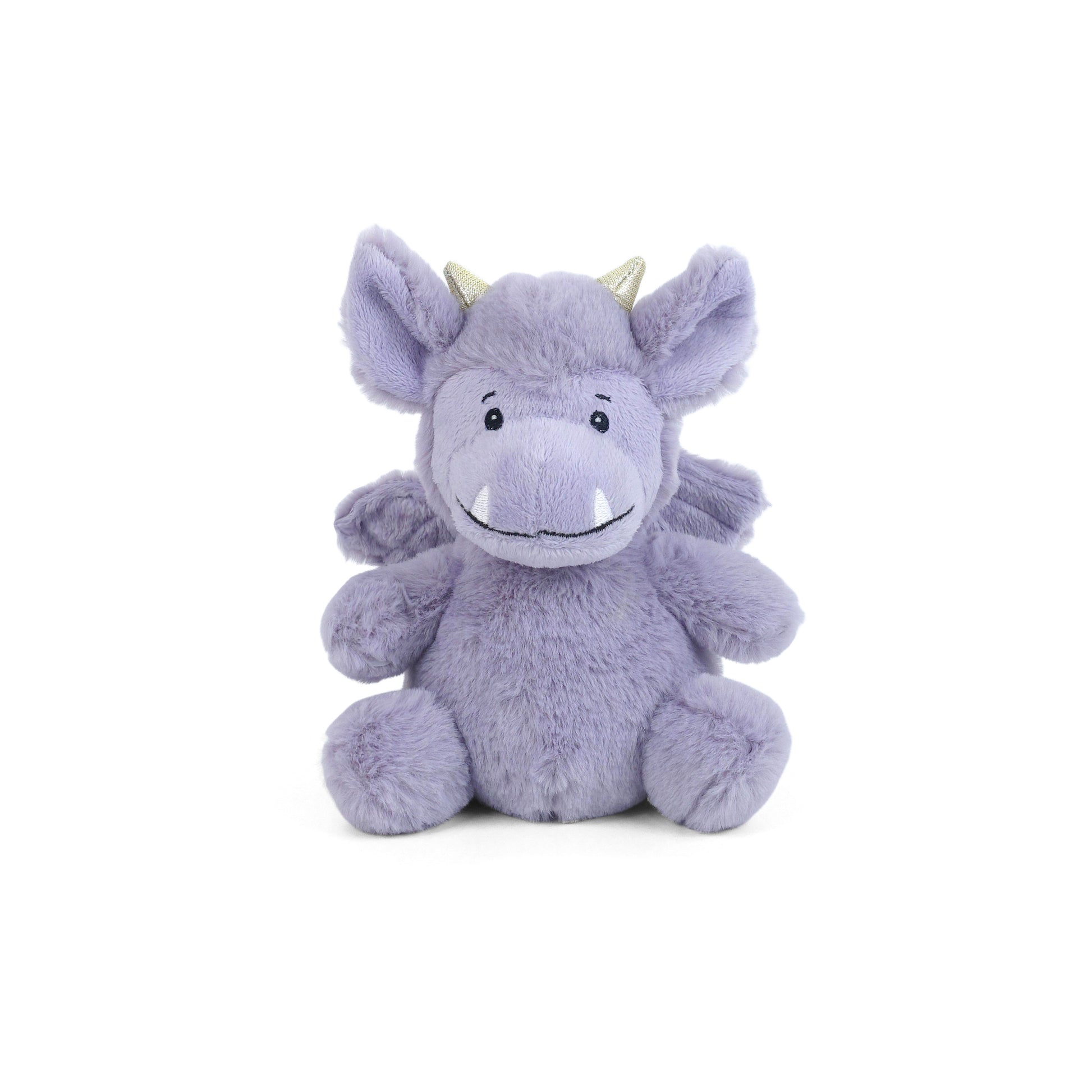 Mon Ami Iggy Petit Dragon plush in purple with soft fur, small wings, and horns sitting upright.