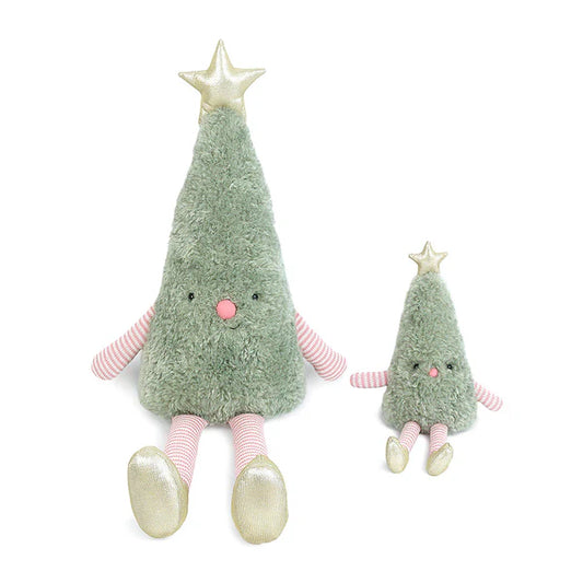 Mon Ami Joyful Tree XL plush in sage with gold star and pink knit limbs