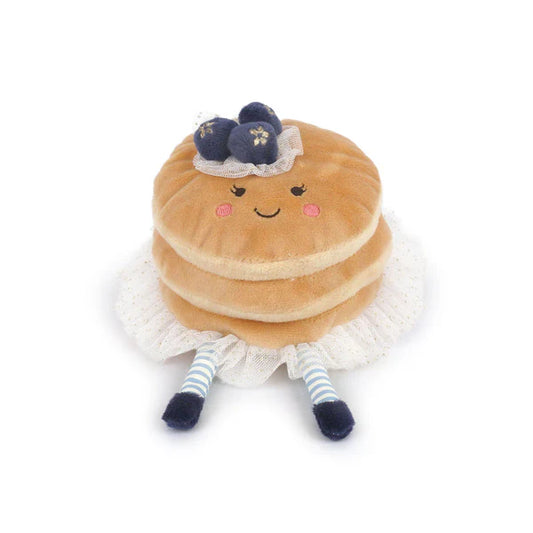 Mon Ami Pretty Pancake plush with golden layers, tulle trim, blueberry crown