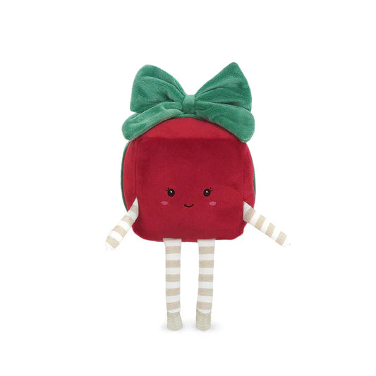 Mon Ami Pretty Present Plush in red with green bow and striped legs