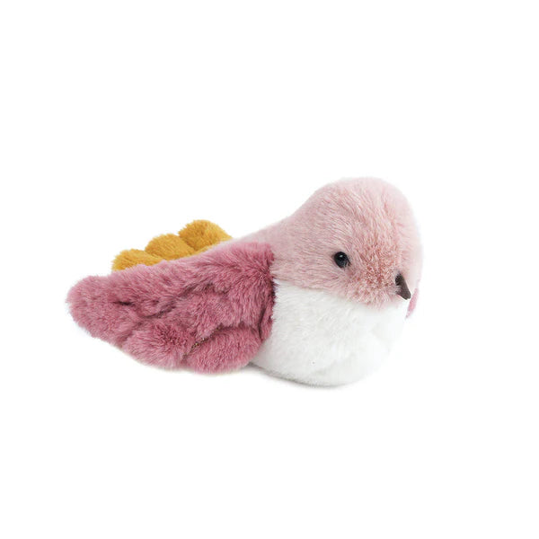 Mon Ami Rose Finch Bird plush in blush-pink tones
