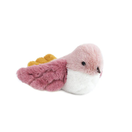 Mon Ami Rose Finch Bird plush in blush-pink tones