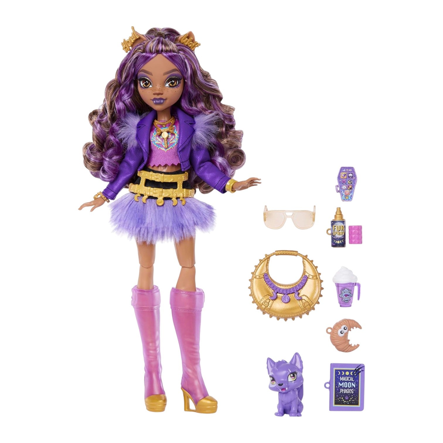 Monster High Clawdeen Wolf Core Refresh doll accessories and pet wolf