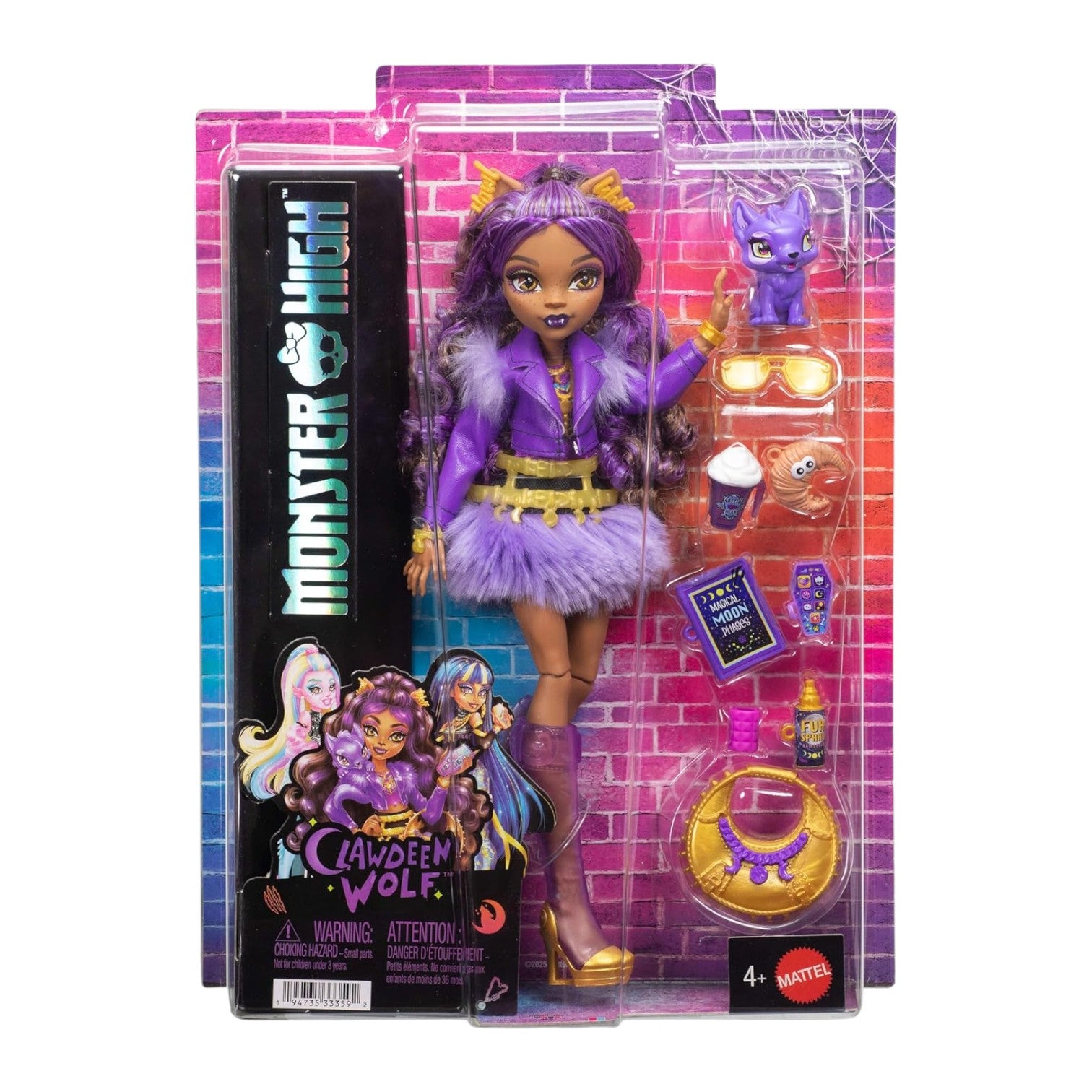 Monster High Clawdeen Wolf doll in packaging with accessories