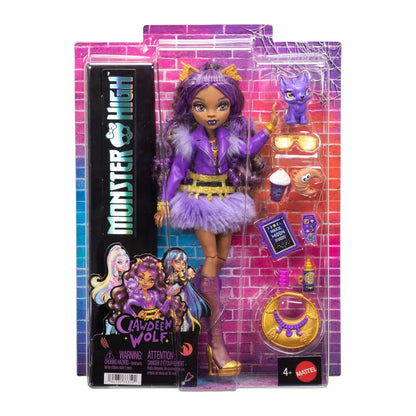 Monster High Clawdeen Wolf doll in packaging with accessories