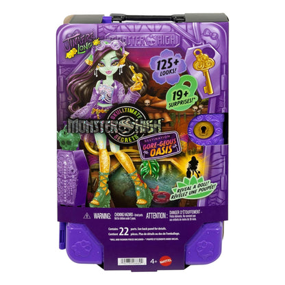 Monster High toy packaging with a doll and accessories on a white background