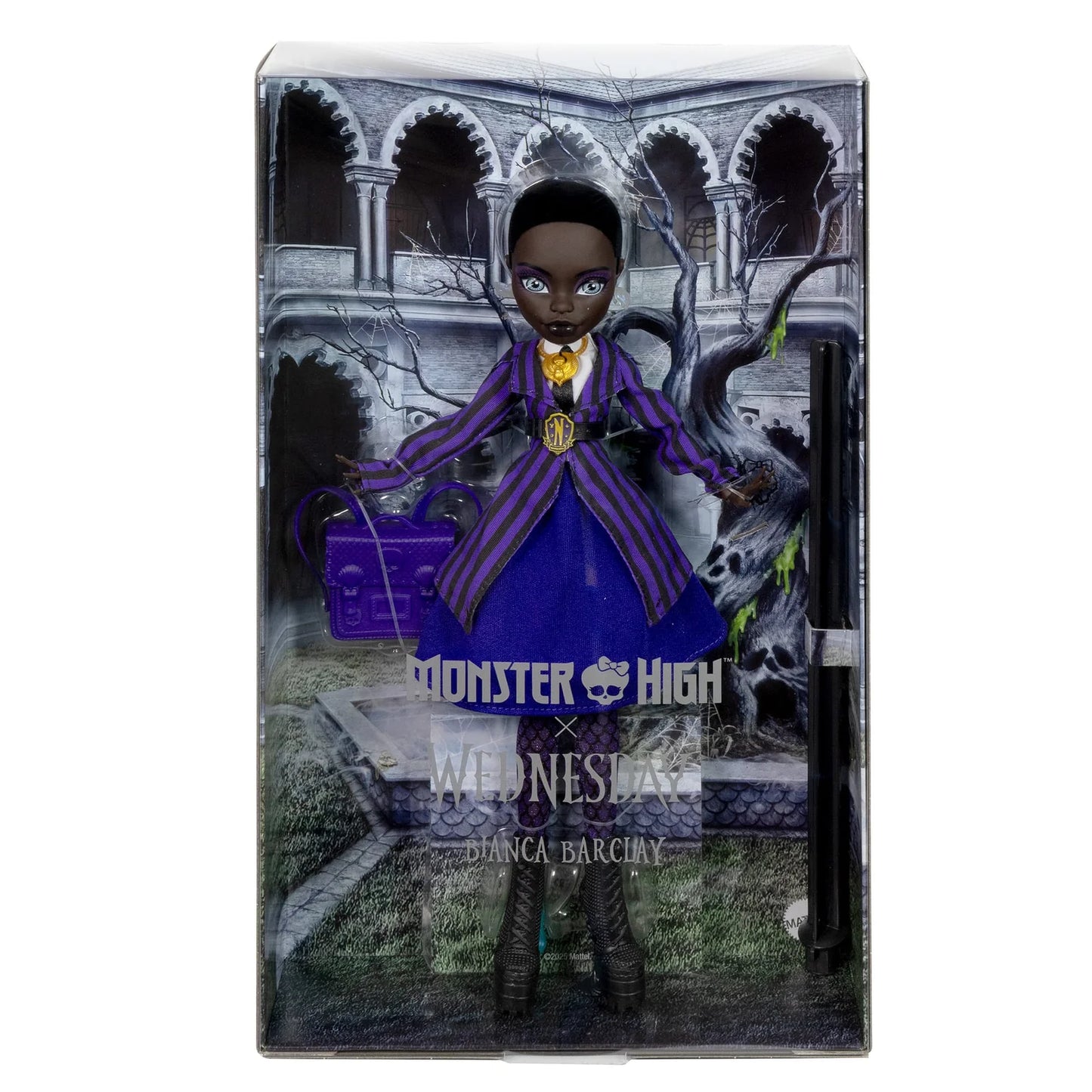 Monster High doll packaging with a gothic design