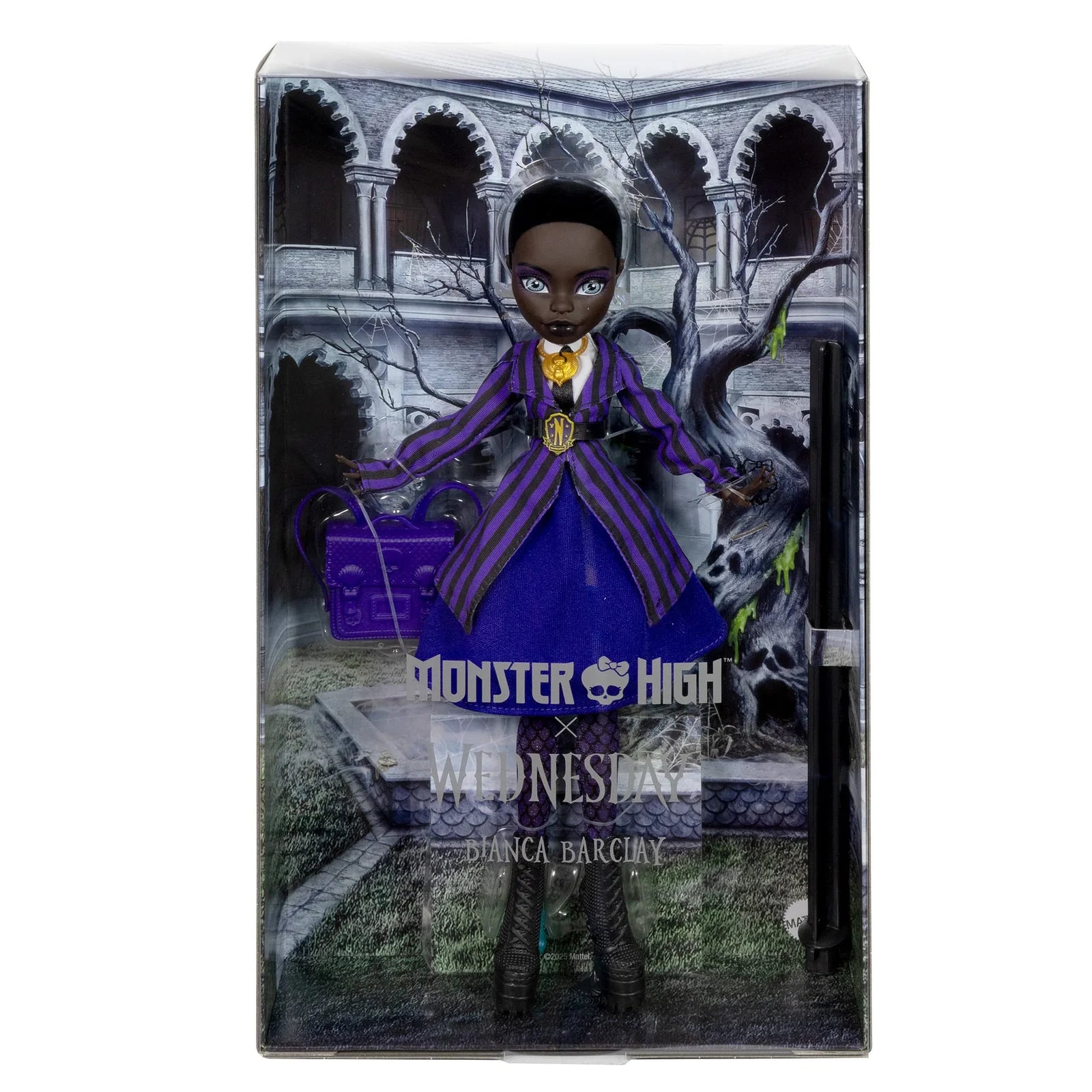 Monster High doll packaging with a gothic design