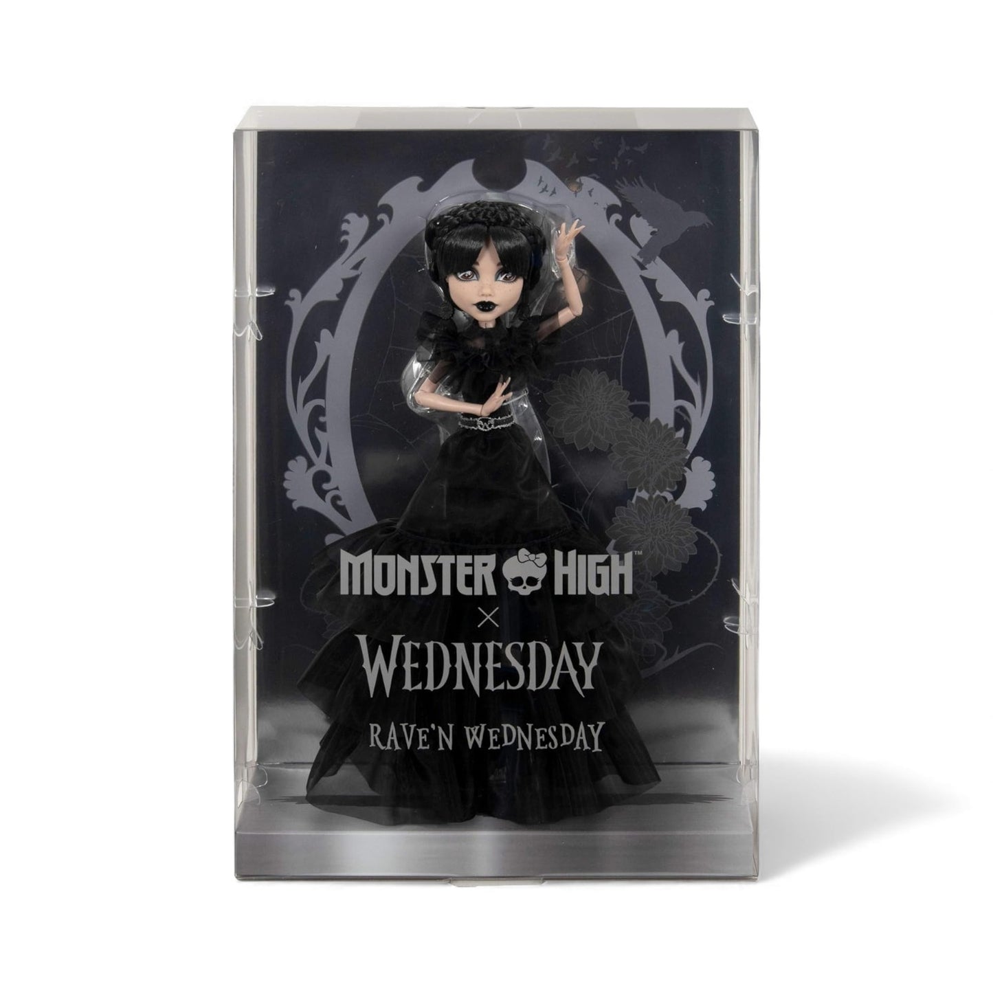 Monster High Wednesday Addams doll packaging on a white background