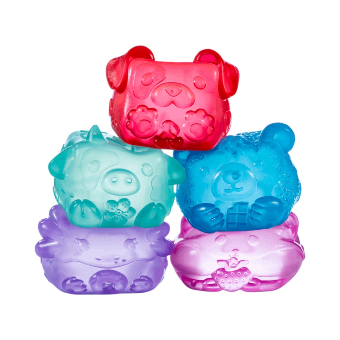 MushyKinz Jelleez Jelly Squishy collectible toy in a colorful retail counter display
