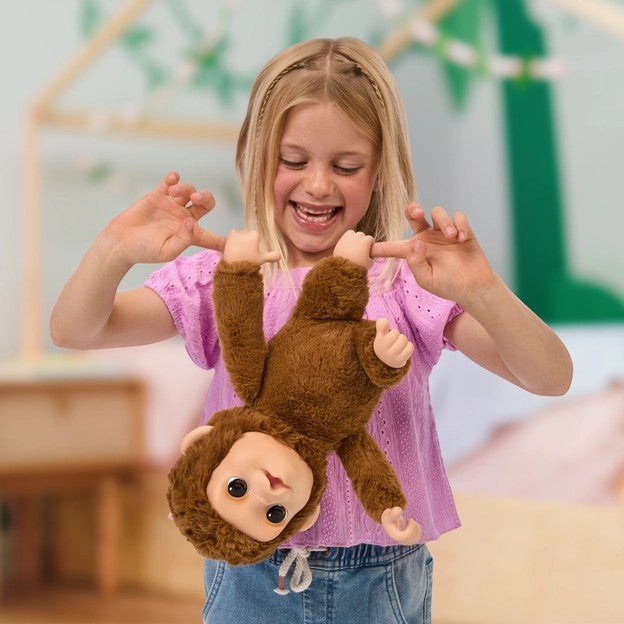 Little Live Pets My Baby Monkey Mango interactive plush toy Canada young girl playing