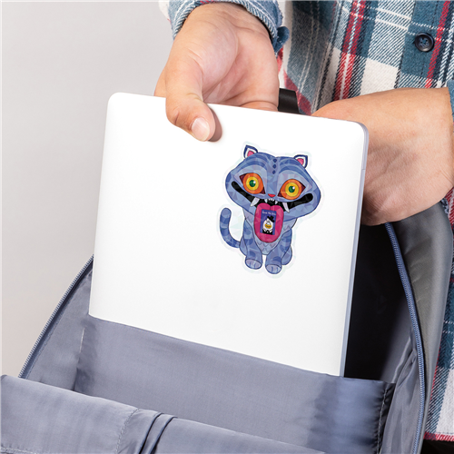 Officially licensed Netflix KPop Demon Hunters single decal by Roomscapes featuring the blue and purple Derpy Tiger character.