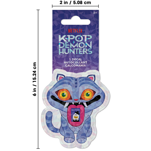 Officially licensed Netflix KPop Demon Hunters single decal by Roomscapes featuring the blue and purple Derpy Tiger character.