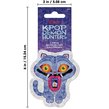 Officially licensed Netflix KPop Demon Hunters single decal by Roomscapes featuring the blue and purple Derpy Tiger character.