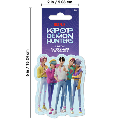 Decal packaging for 'K-Pop Demon Hunters' with character illustration and Netflix branding.