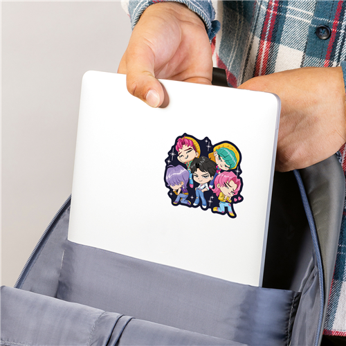Officially licensed Netflix KPop Demon Hunters single decal by Roomscapes featuring the chibi-style Saja Boys characters.