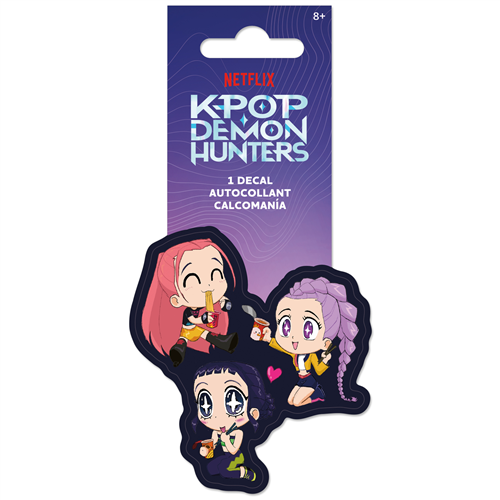 Officially licensed Netflix KPop Demon Hunters single decal by Roomscapes featuring chibi-style characters eating noodles.