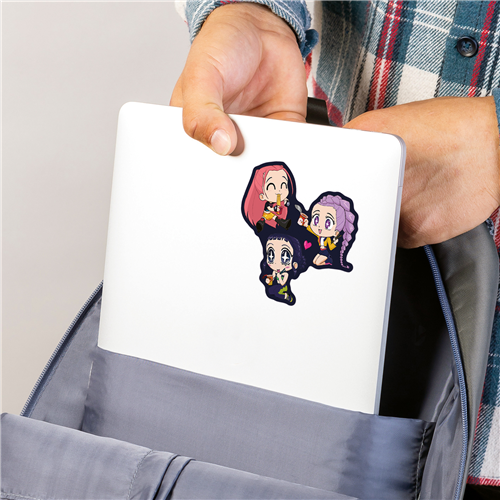 Officially licensed Netflix KPop Demon Hunters single decal by Roomscapes featuring chibi-style characters eating noodles.
