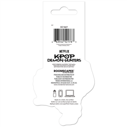 Back of a product packaging with Netflix KPOP Demon Hunters branding and Roomscapes text.