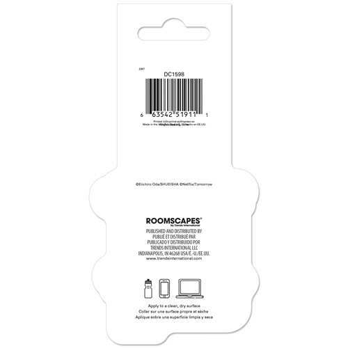 Back of a Roomscapes product packaging with a barcode and text.