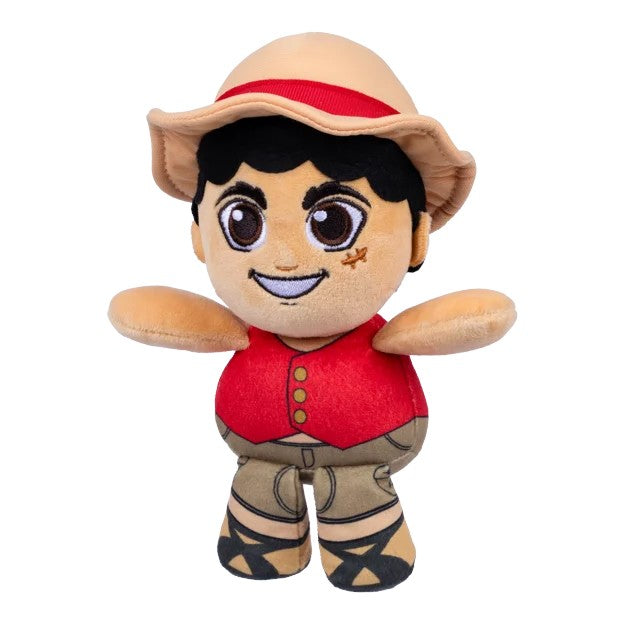 One Piece Netflix Monkey D. Luffy plush toy featuring his iconic straw hat, red vest, and cheek scar