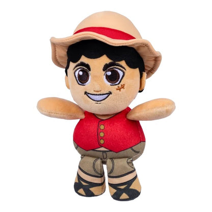 One Piece Netflix Monkey D. Luffy plush toy featuring his iconic straw hat, red vest, and cheek scar