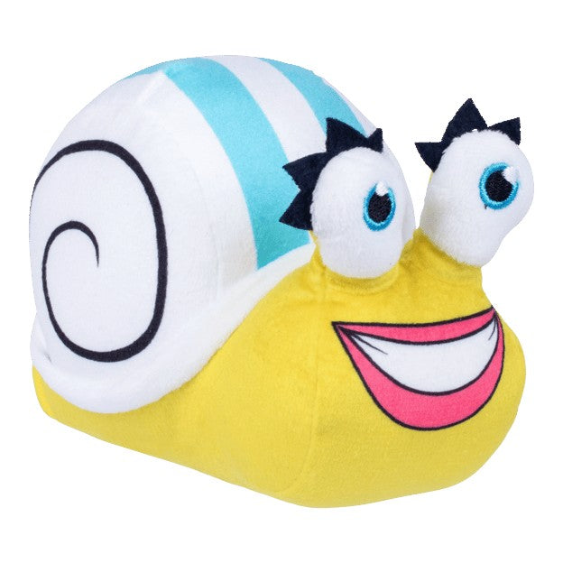 One Piece Netflix Surveillance Snail plush toy featuring conspicuous eyes and a blue and white striped shell