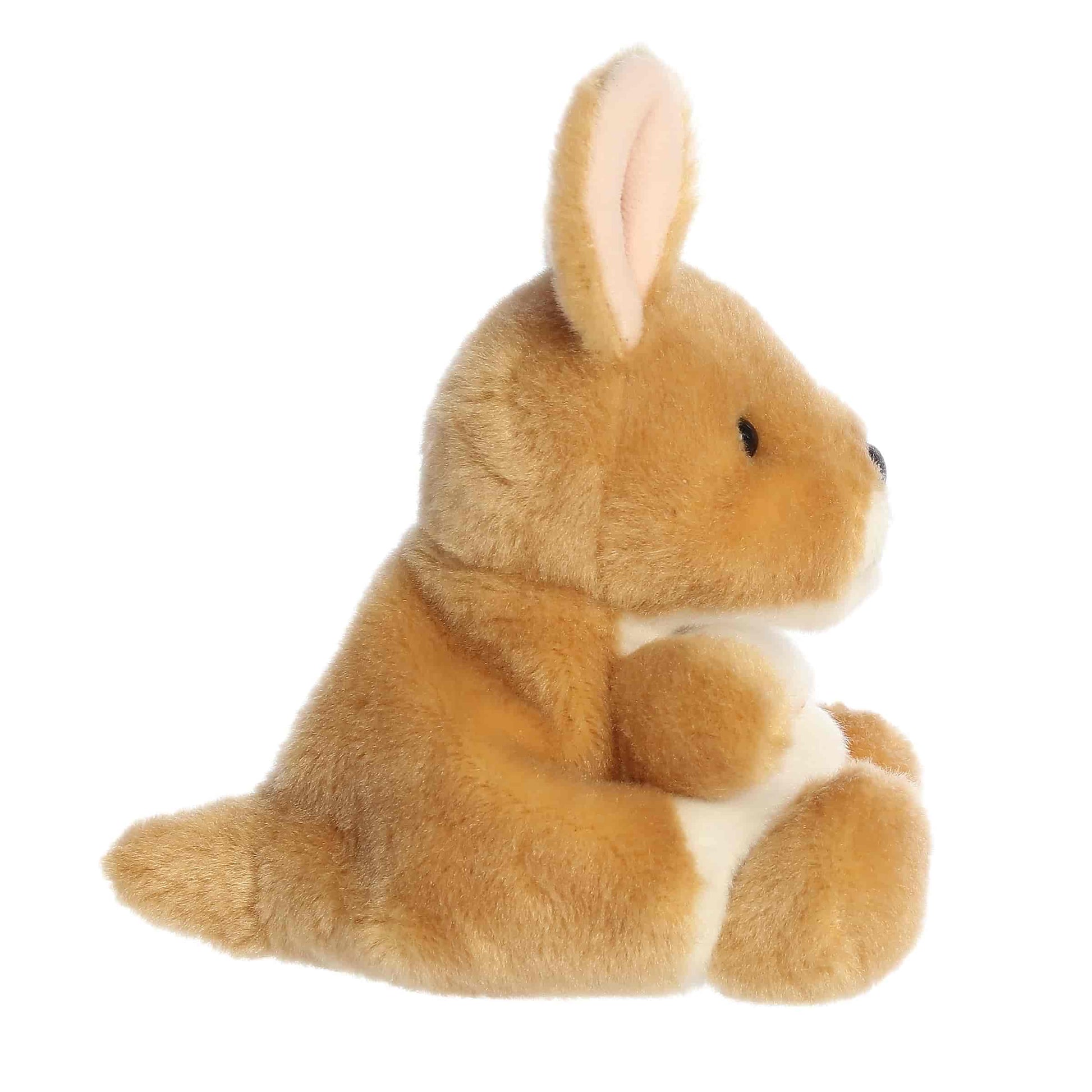 Side view of Palm Pals Adelaide Kangaroo 5-inch plush soft toy