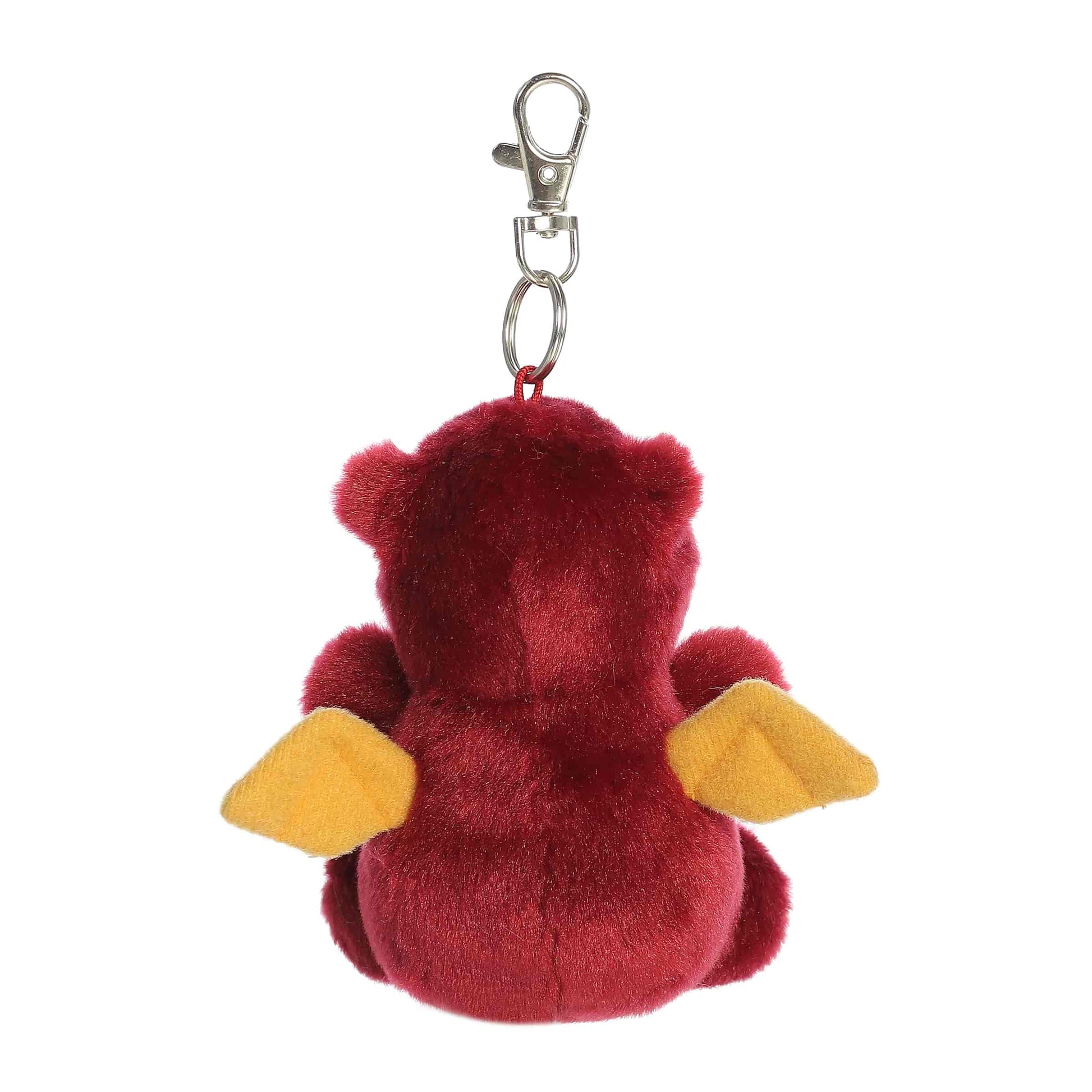 Back view of Palm Pals Aidan Dragon 4-inch clip-on plush soft toy