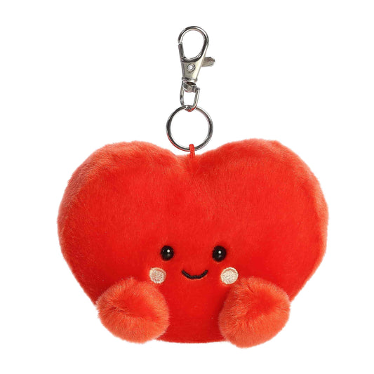 Palm Pals Amore Heart 4-inch clip-on plush, a red heart with smiling face and keychain clip.